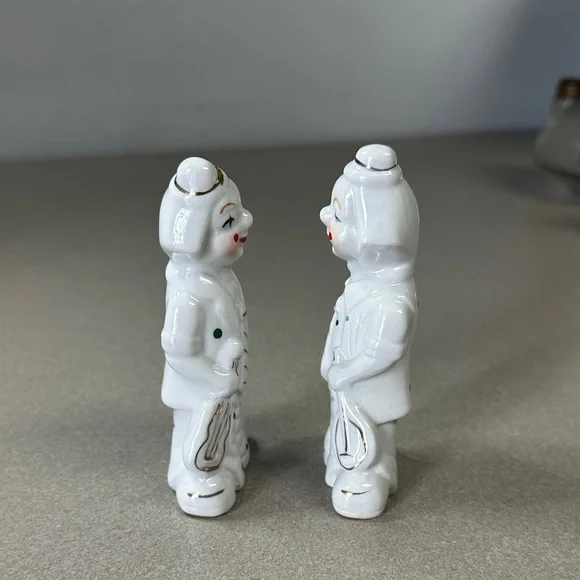 Whimsical White Porcelain Clown Figurines - Picture 3 of 15